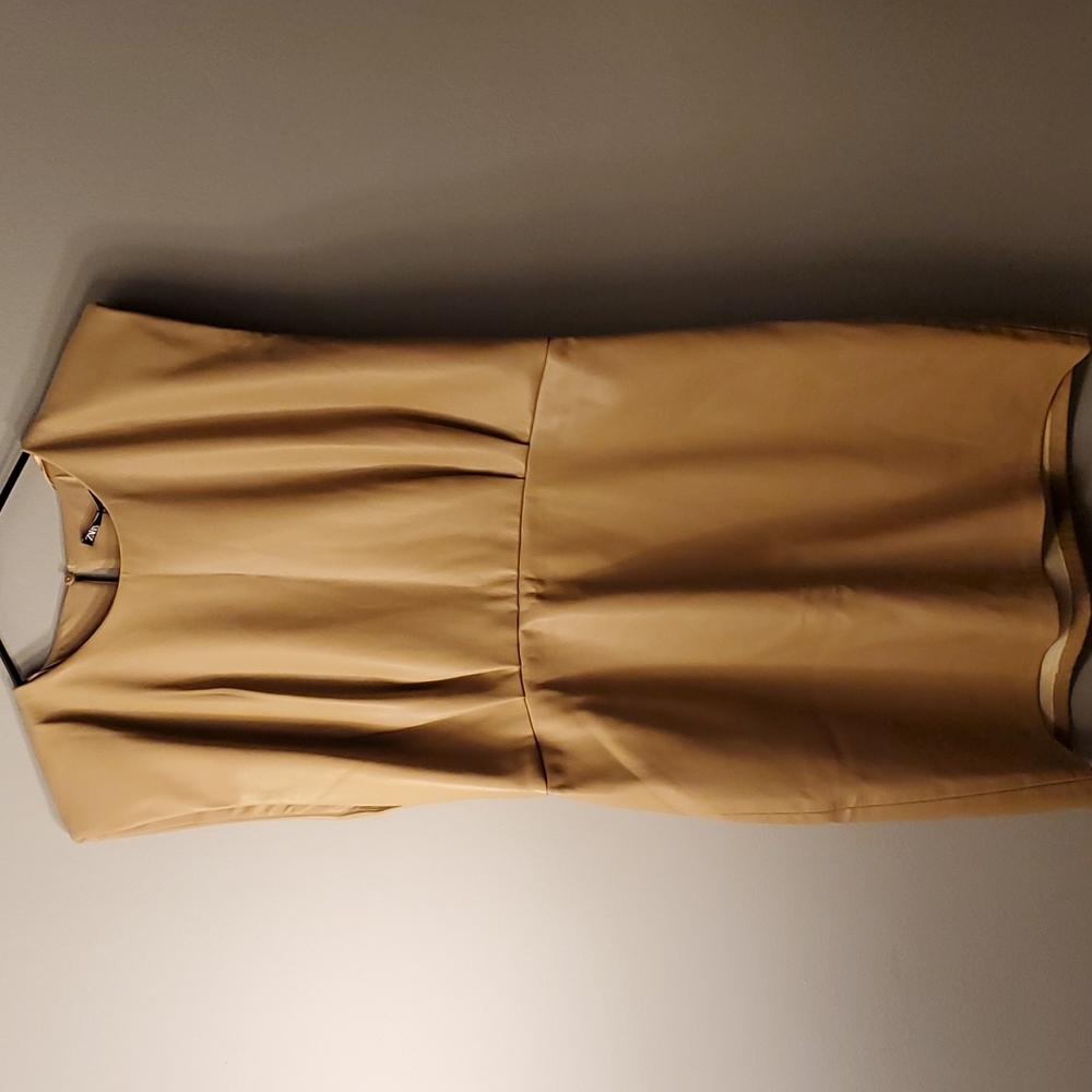 Zara Faux Leather Tan dress XL